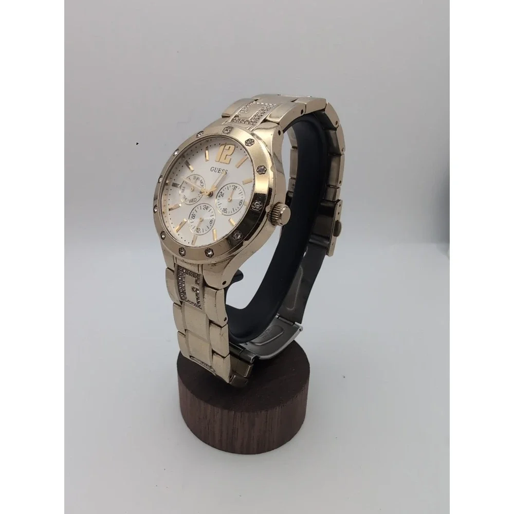 GUESS Women's U15078L1 Quartz Analog Chrono Dress Watch. Good Tone w Crystal 